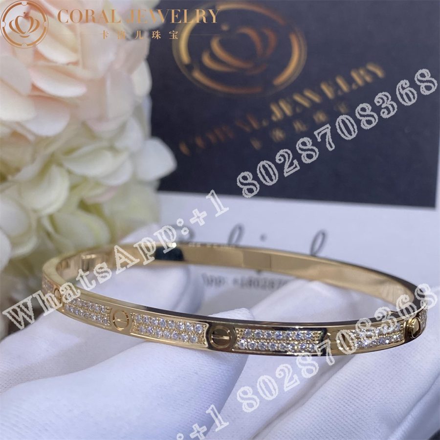 Cartier Love Bracelet Small Model Paved Diamonds Yellow Gold Ref N6710617 Coral (5)