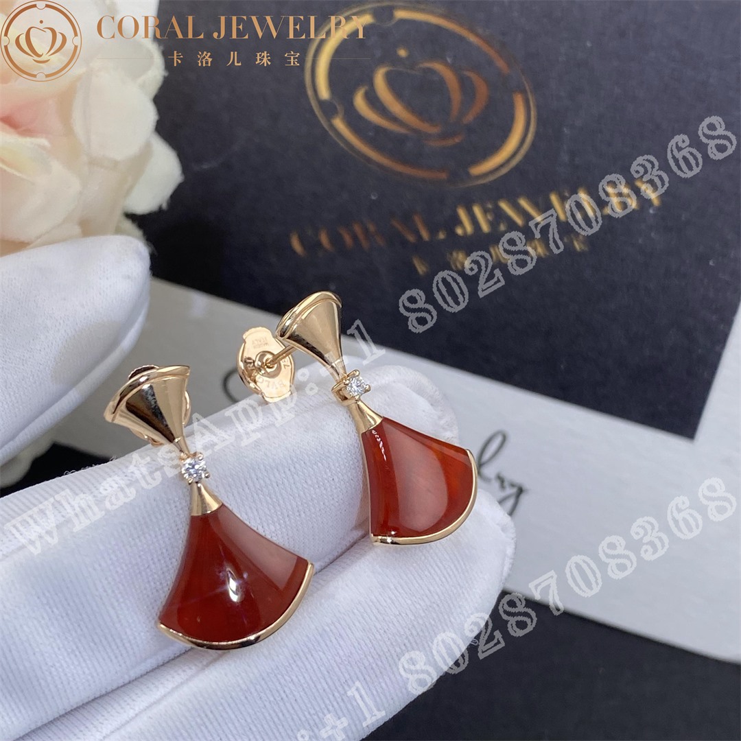 Bulgari Divas Dream Earrings Rose Gold Diamonds And Carnelian Ref 356749 Coral (2)