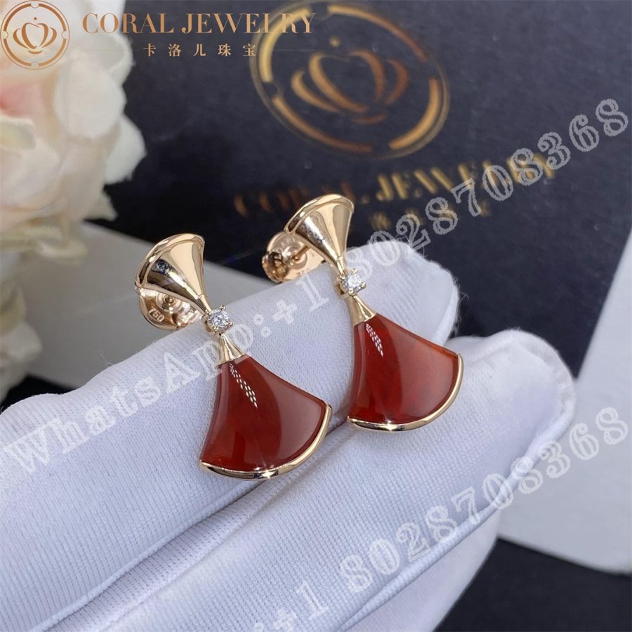 Bulgari Divas Dream Earrings Rose Gold Diamonds And Carnelian Ref 356749 Coral (5)