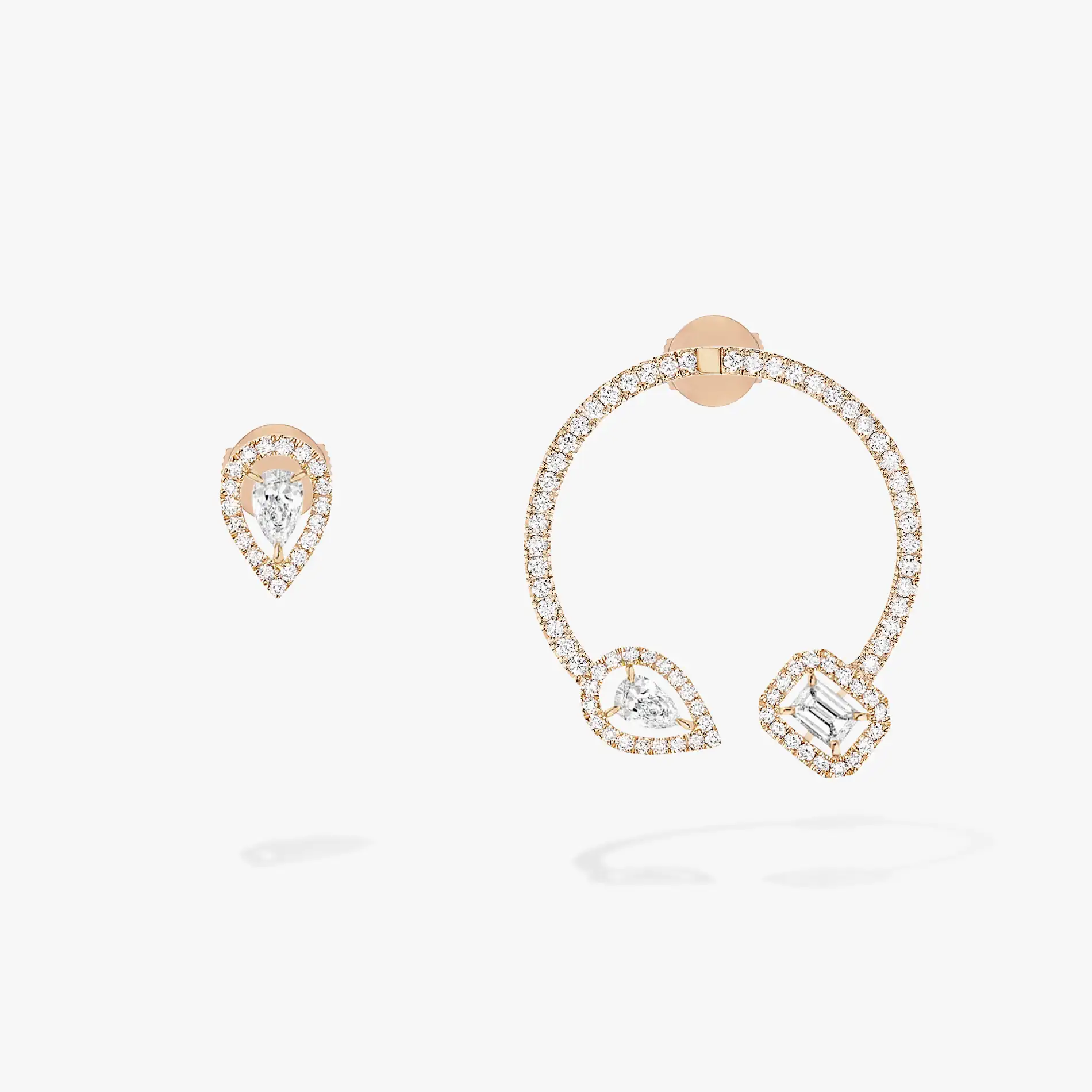 Messika My Twin Mono Hoop 015ct X3 Pink Gold Diamond Earrings 07231 Pg Coral (1)