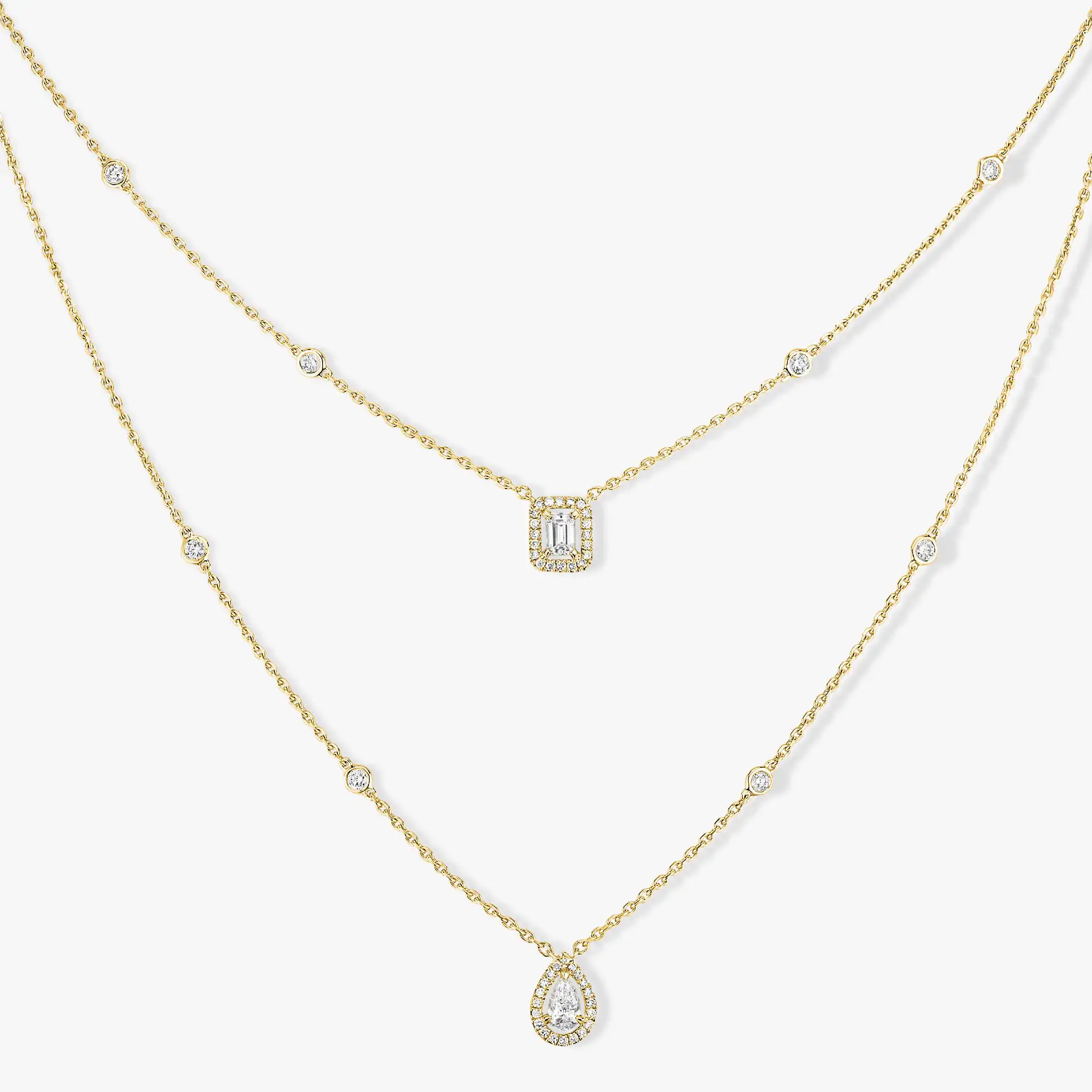 Messika My Twin 2 Rows Yellow Gold Diamond Necklace 06506-YG