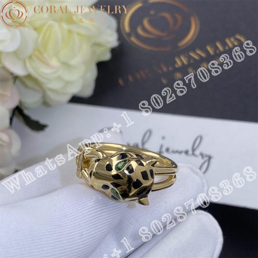 Cartier Panthere De Cartier Ring Yellow Gold Tsavorite Onyx Ref B4096700 Coral (12)