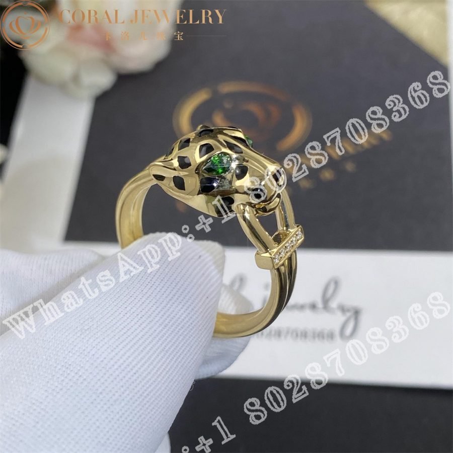 Cartier Panthere De Cartier Ring Yellow Gold Tsavorite Onyx Ref B4096700 Coral (4)