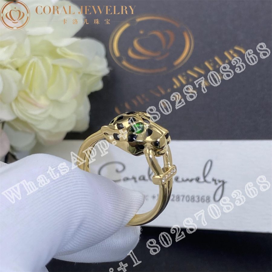 Cartier Panthere De Cartier Ring Yellow Gold Tsavorite Onyx Ref B4096700 Coral (8)