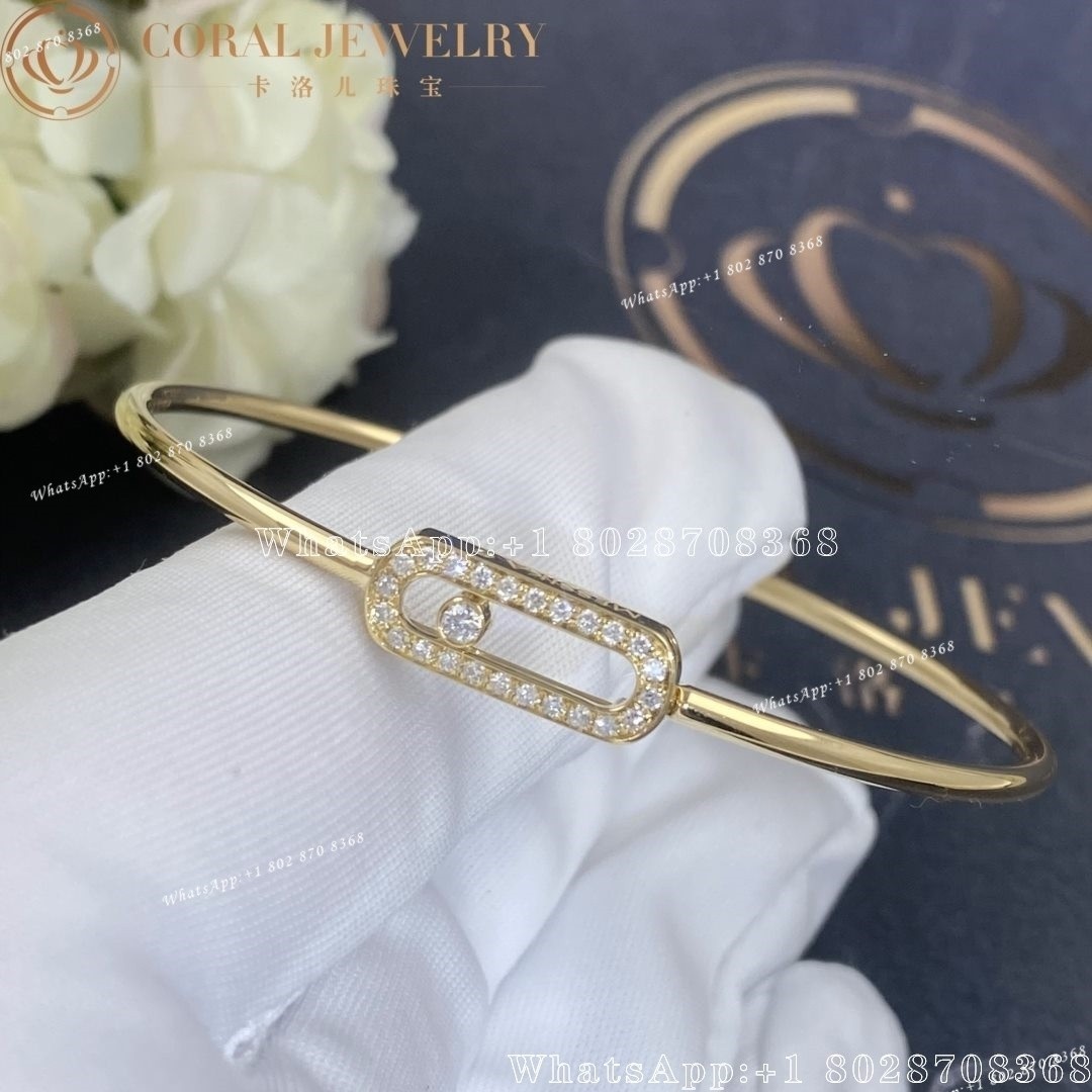 Messika Move Uno Pavé Flex Bangle MM Yellow Gold Diamond Bracelet 12057-YG