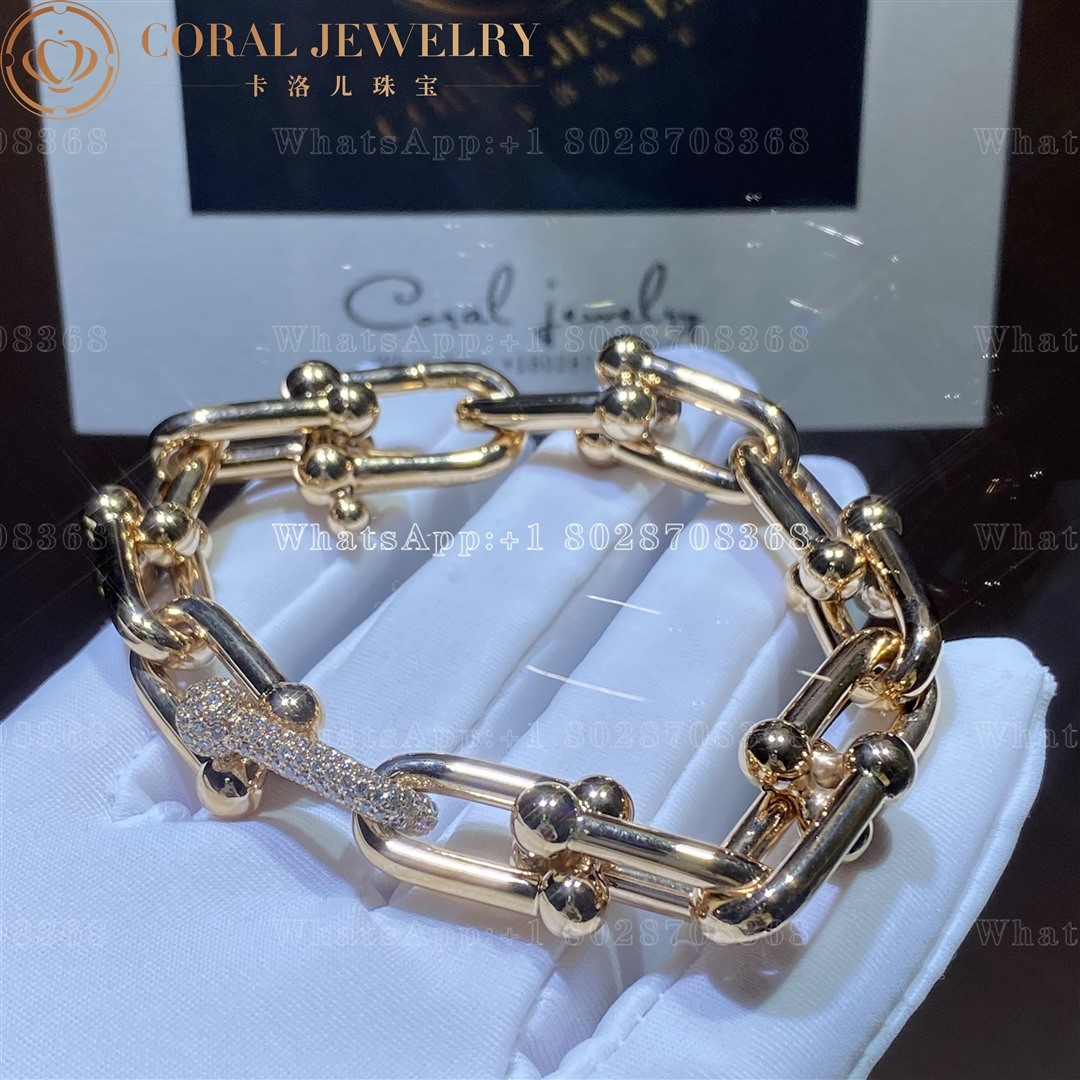 Tiffany HardWear Link Bracelet in Rose Gold with Diamonds