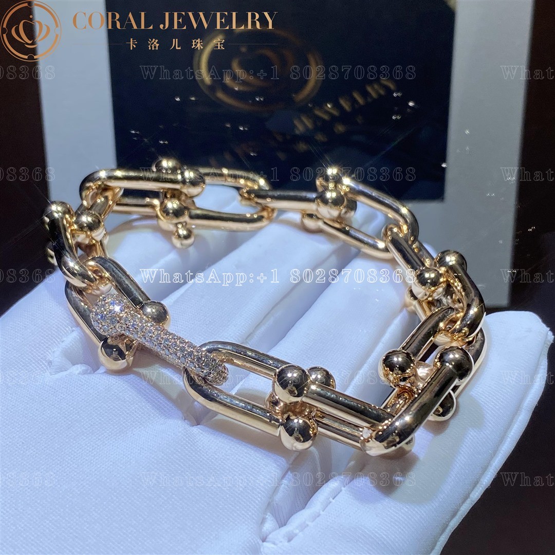 Tiffany HardWear Link Bracelet in Rose Gold with Diamonds