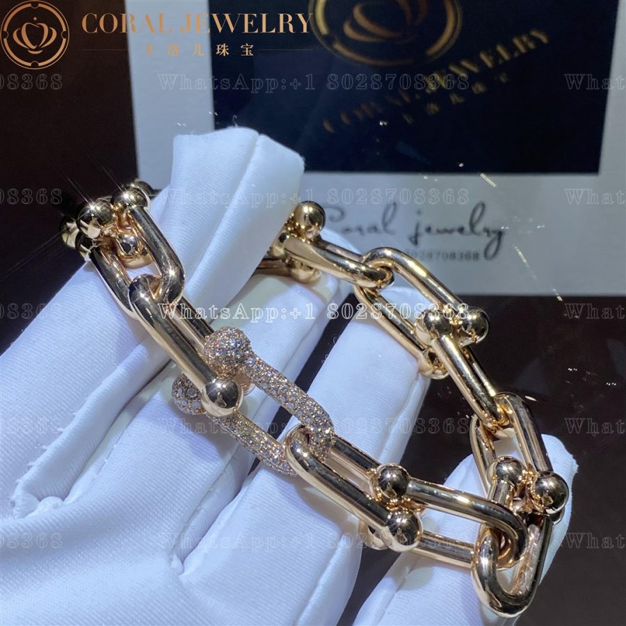 Tiffany HardWear Link Bracelet in Rose Gold with Diamonds