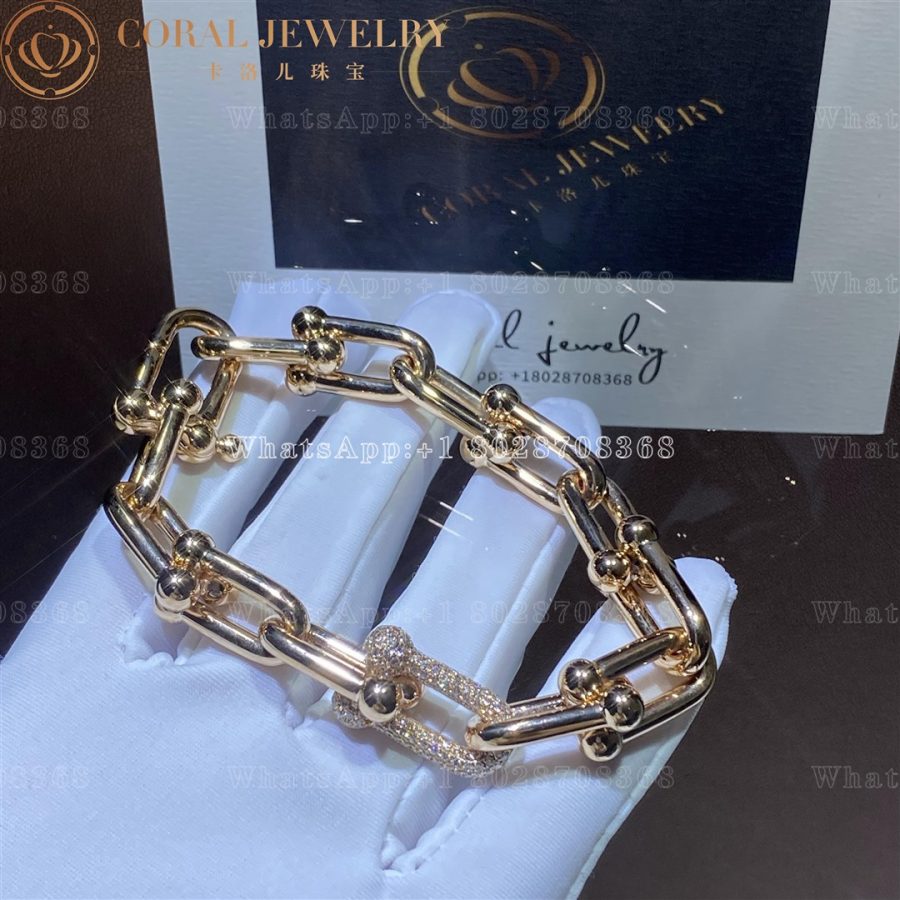 Tiffany HardWear Link Bracelet in Rose Gold with Diamonds