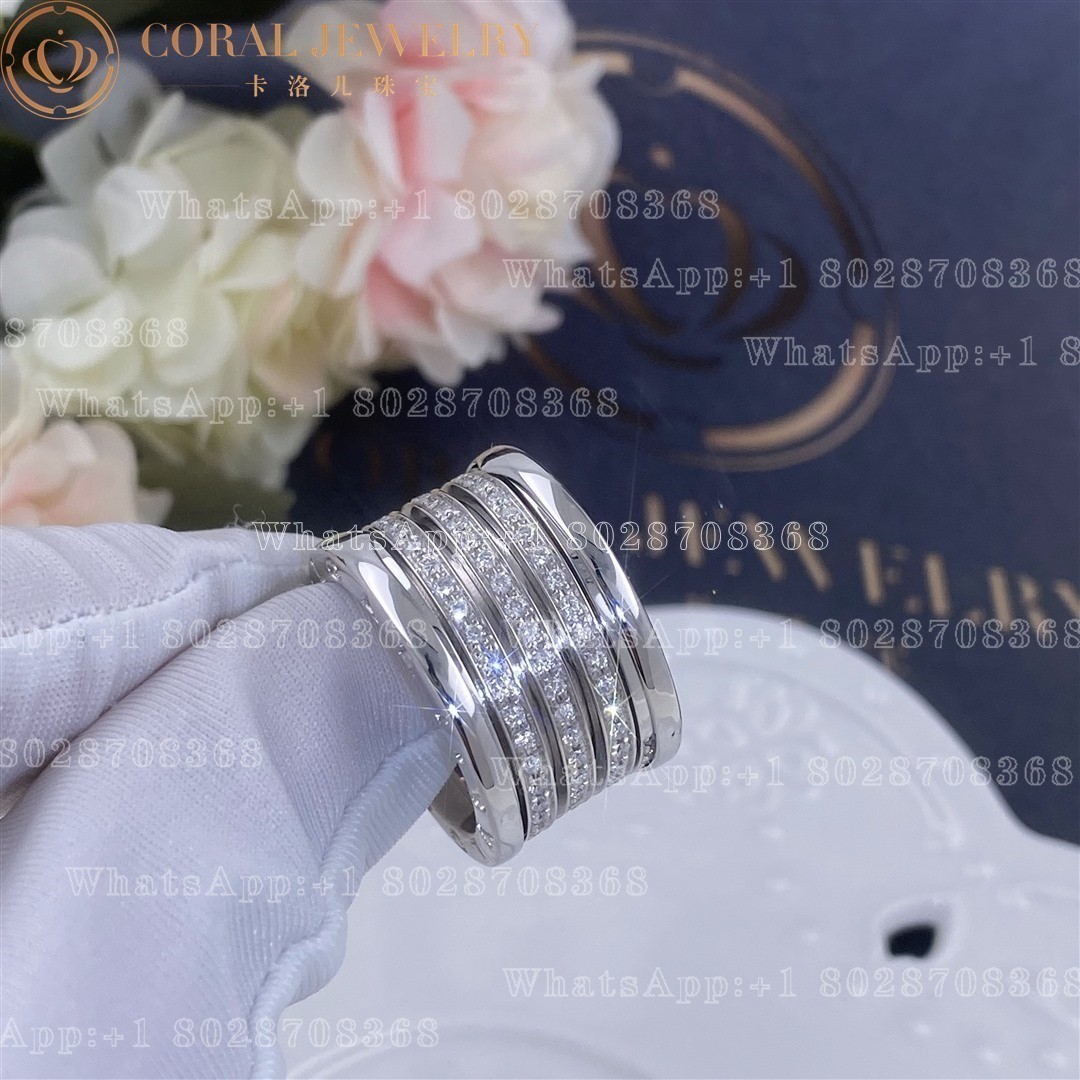 Bulgari B.zero1 20th Anniversary 18K White Gold & Diamond 5-Band Ring AN858666