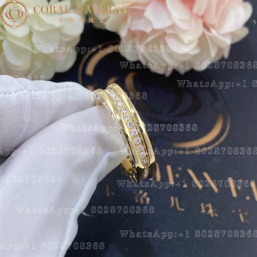 Bulgari B Zero1 One Band Ring In 18 Kt Yellow Gold Set With Pave Diamonds On The Spiral Ref 342880 (1)