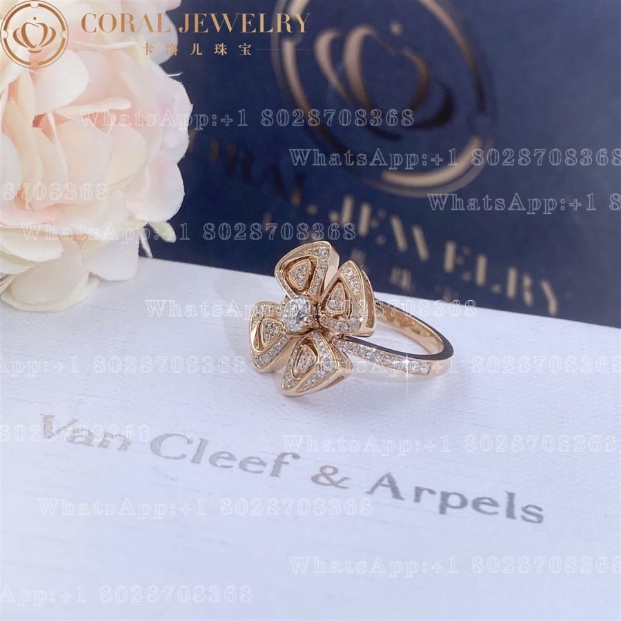 Bulgari Fiorever 18 kt rose gold ring set with a central diamond and pavé diamonds Ref.: 355872