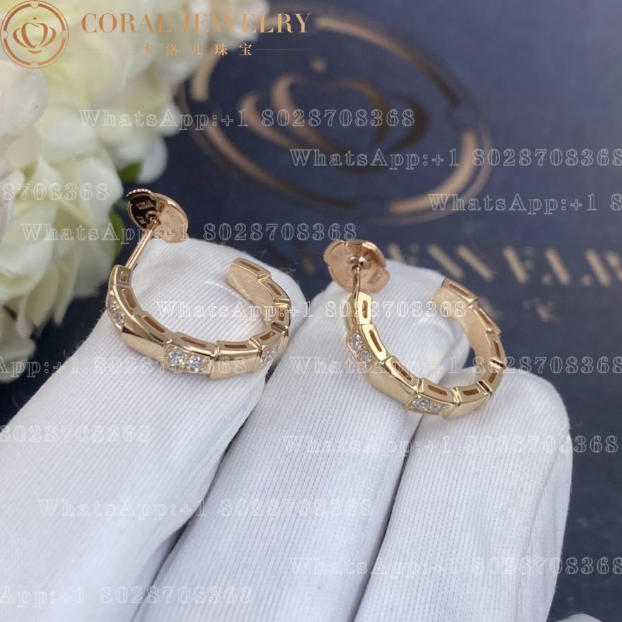 Bulgari Serpenti earrings in 18 kt Rose gold, set with diamonds OR858562 356175