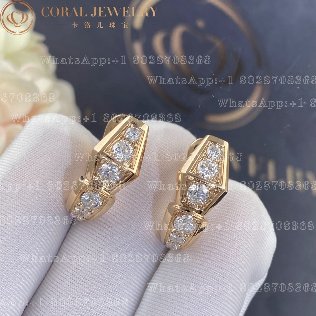 Bulgari Serpenti earrings in 18 kt Rose gold, set with full pavé diamonds 354035 OR858109