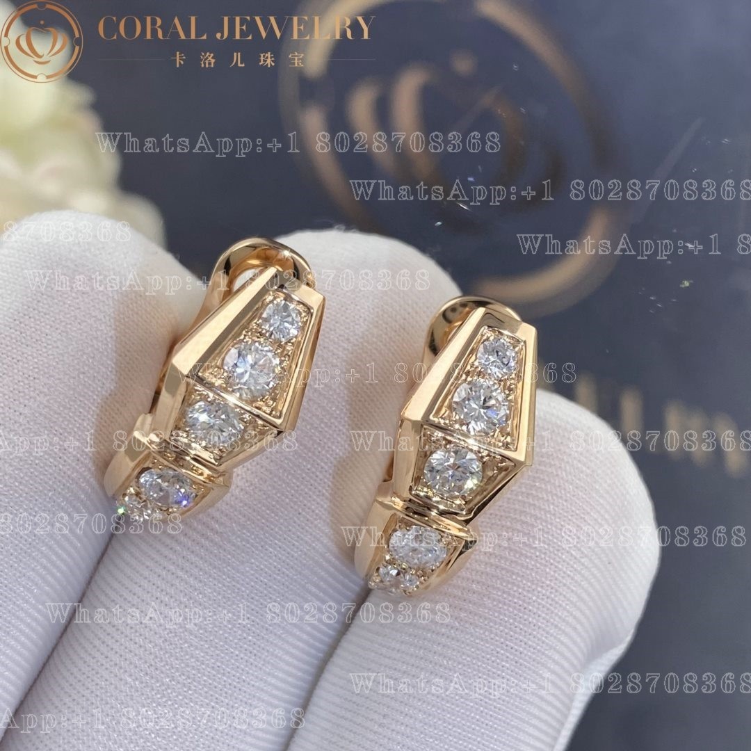 Bulgari Serpenti earrings in 18 kt Rose gold, set with full pavé diamonds 354035 OR858109