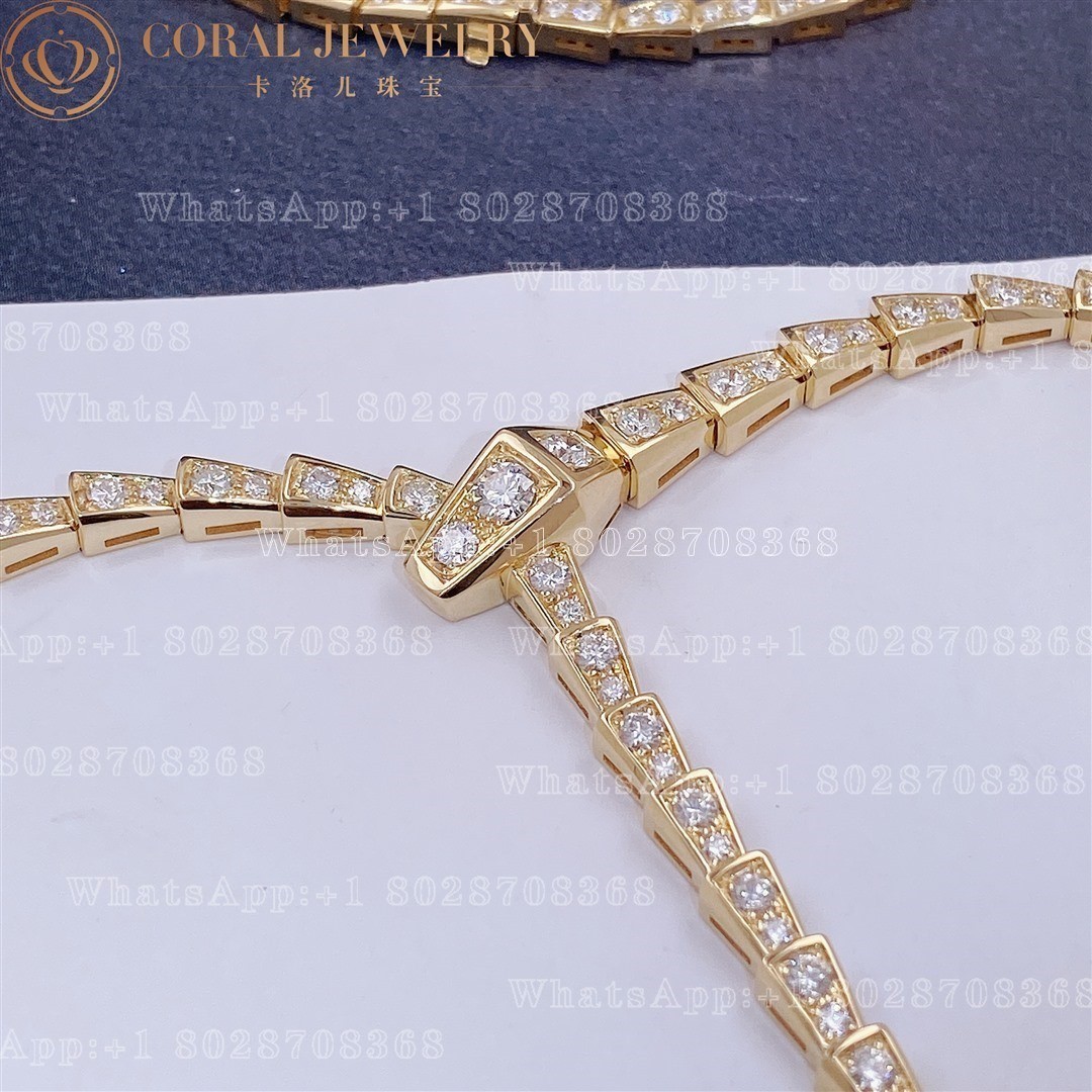 Bulgari Serpenti Viper slim necklace in 18 kt yellow gold, set with full pavé diamonds Ref.: 351090