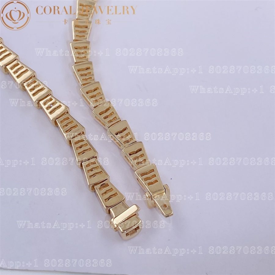 Bulgari Serpenti Viper Slim Necklace In 18 Kt Yellow Gold Set With Full Pave Diamonds Ref 351090 Coral (5)