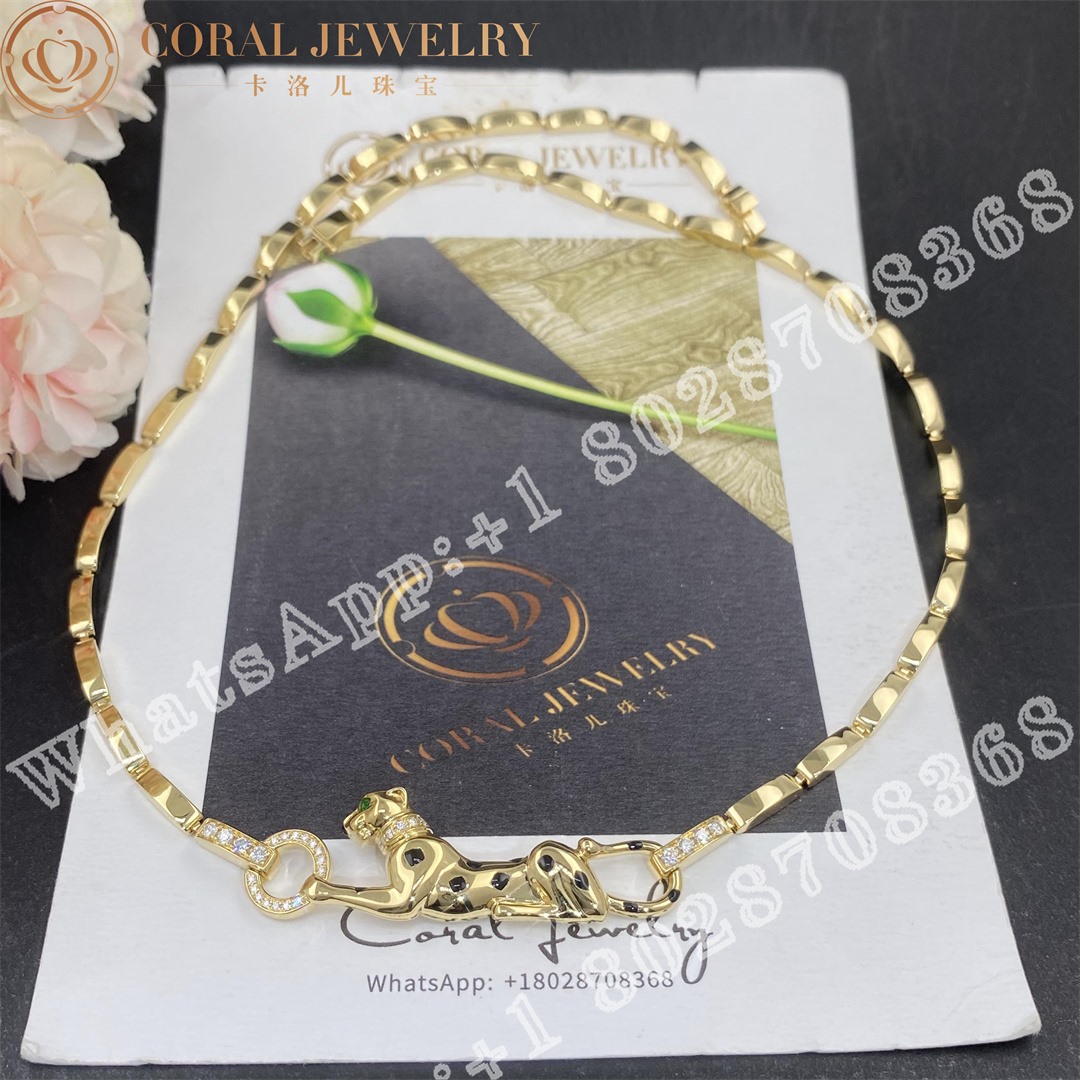 Cartier Panthere De Cartier Diamond And Tsavorite Garnet Necklace In Yellow Gold N7059200 Coral (1)