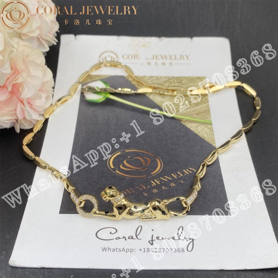 Cartier Panthere De Cartier Diamond And Tsavorite Garnet Necklace In Yellow Gold N7059200 Coral (2)