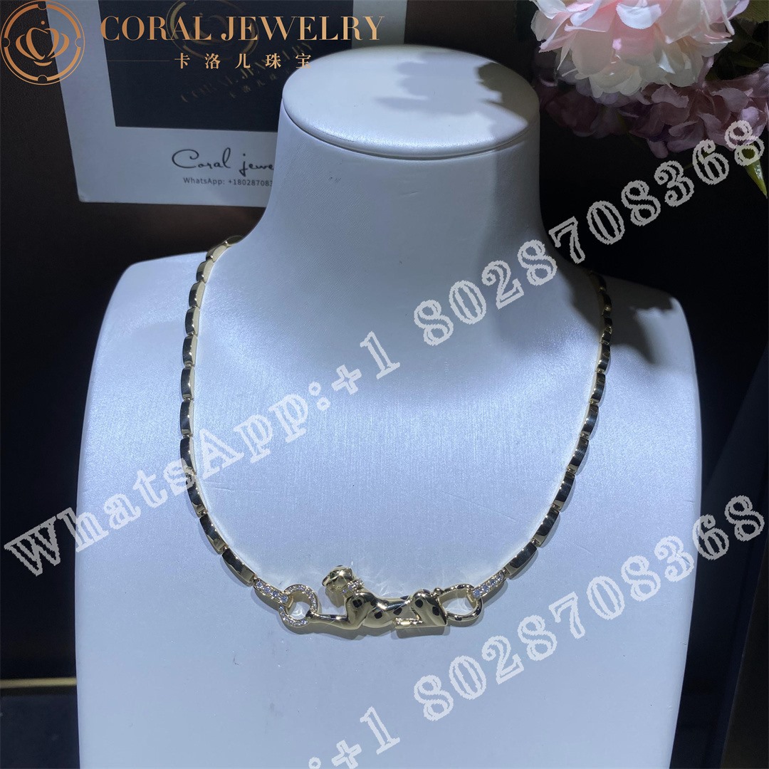 Cartier Panthere De Cartier Diamond And Tsavorite Garnet Necklace In Yellow Gold N7059200 Coral (7)