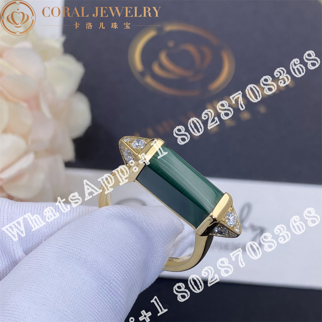 Cartier Les Berlingots De Cartier Ring Yellow Gold Malachite Diamond Ref B4235500 Coral (1)