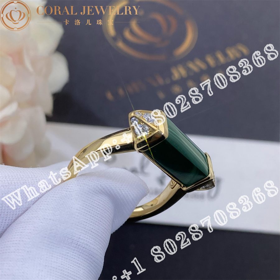 Cartier Les Berlingots De Cartier Ring Yellow Gold Malachite Diamond Ref B4235500 Coral (3)