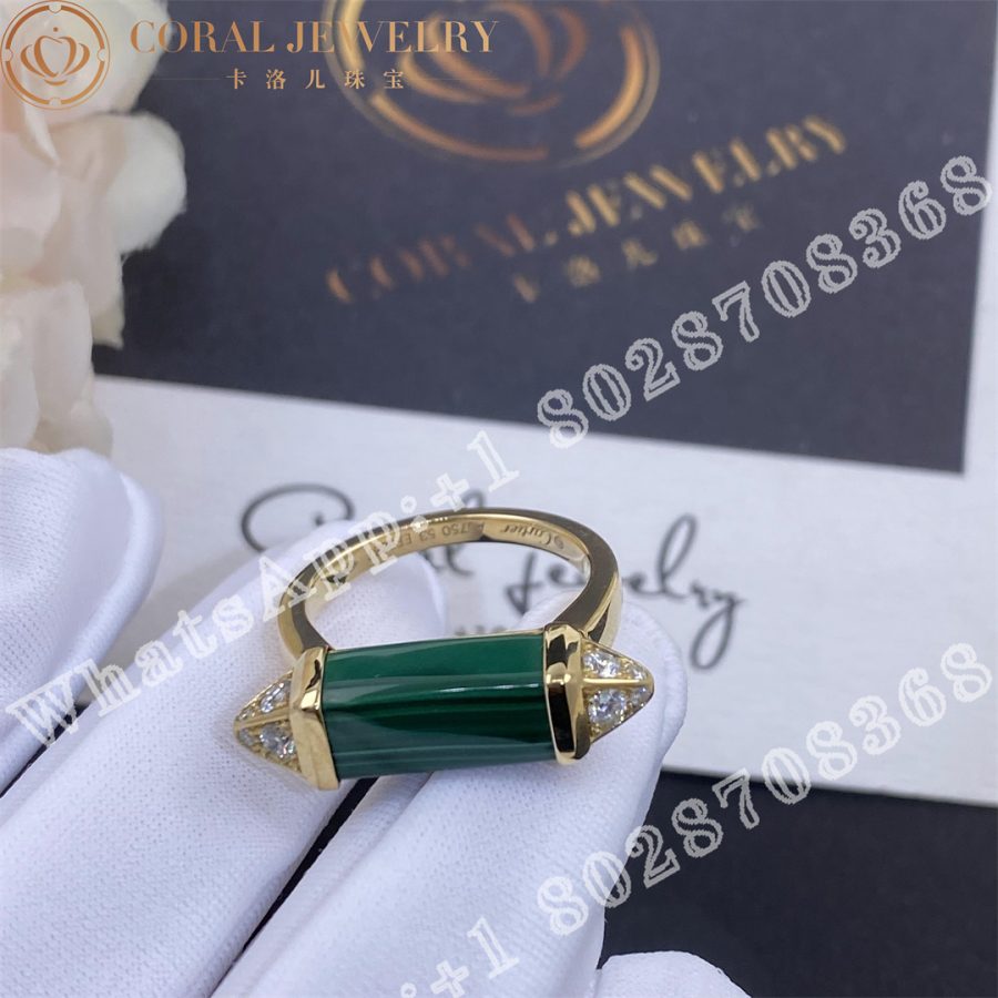 Cartier Les Berlingots De Cartier Ring Yellow Gold Malachite Diamond Ref B4235500 Coral (7)