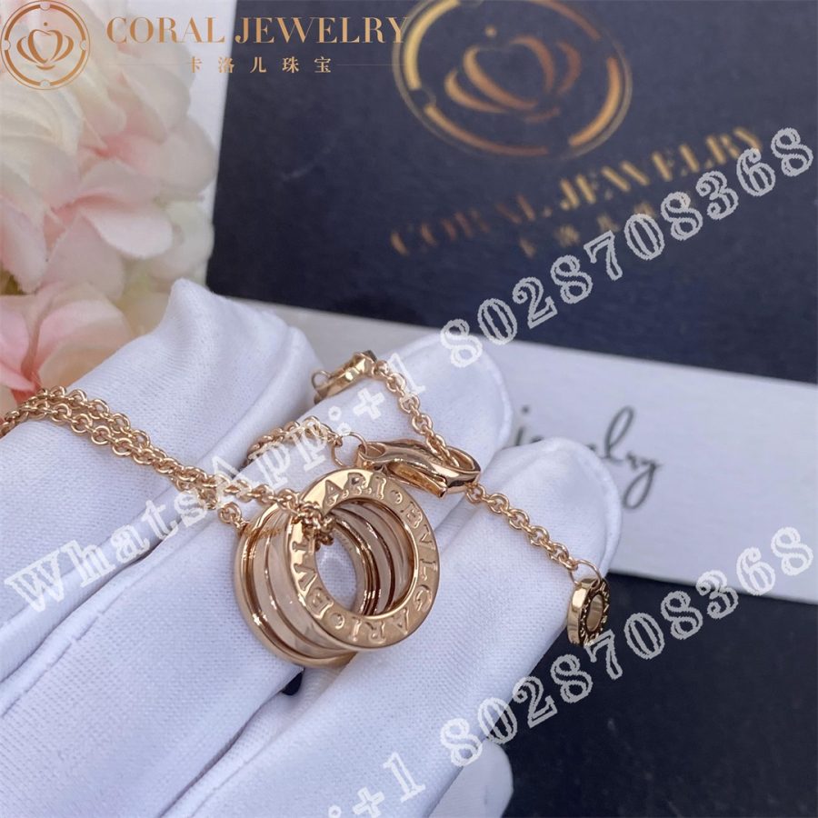 Bulgari B Zero1 Necklace With Chain And Small Round Pendant In 18kt Rose Gold Ref 335924 Coral (3)