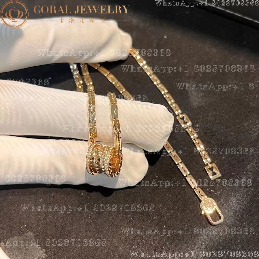 Bulgari B.zero1 Rock pendant necklace in 18 kt yellow gold with pavé diamonds Ref.: 358278