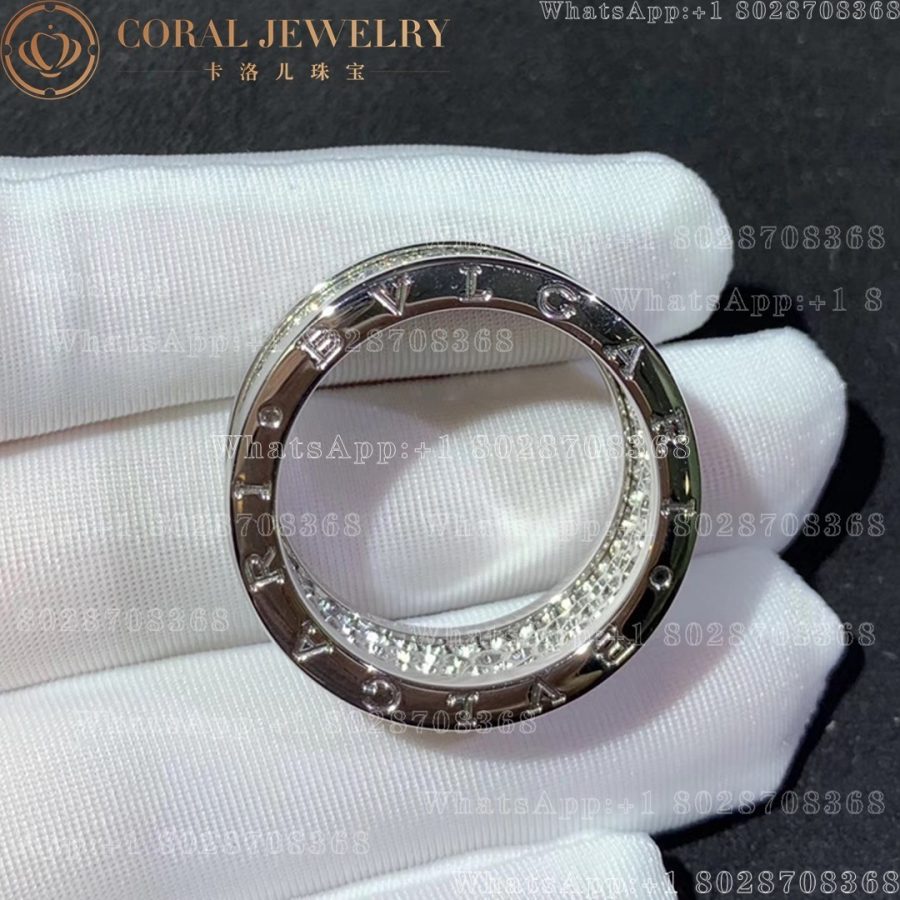 Bulgari B.zero1 ring in 18 kt white gold set with pavé diamonds on the spiral Ref.: 345592