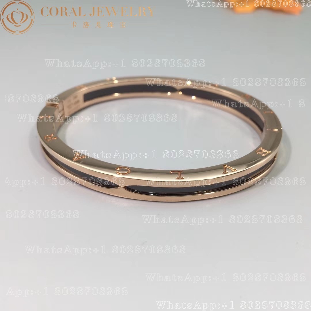 Bulgari B.zero1 bangle bracelet in 18 kt rose gold with black ceramic Ref.: 351415