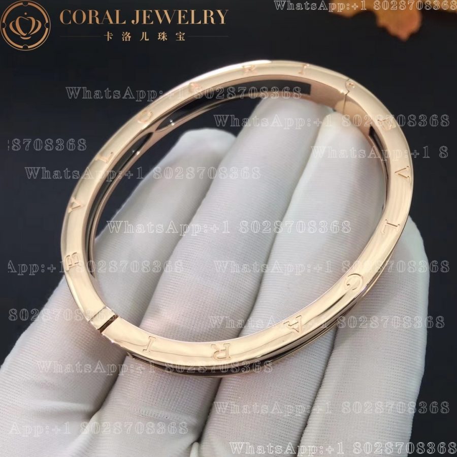 Bulgari B.zero1 bangle bracelet in 18 kt rose gold with black ceramic Ref.: 351415