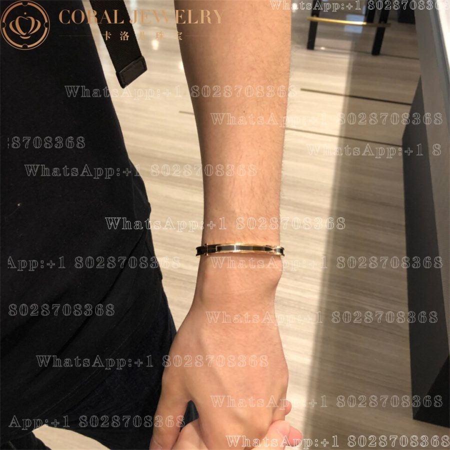 Bulgari B.zero1 bangle bracelet in 18 kt rose gold with black ceramic Ref.: 351415