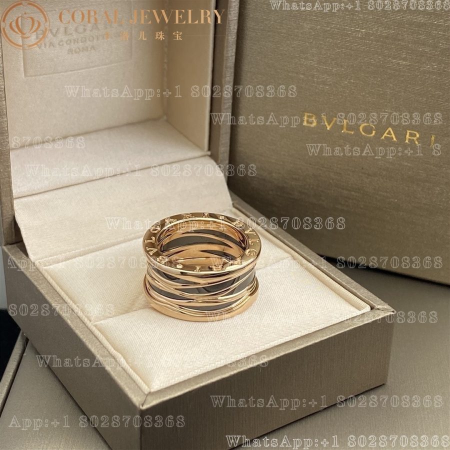 Bulgari B.zero1 Design Legend four-band ring in 18 kt rose gold and black ceramic Ref.: 356970