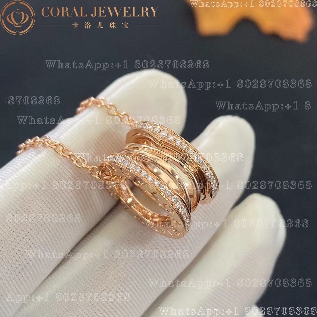 Bulgari B.zero1 Design Legend pendant in 18 kt rose gold with pavé diamonds Ref.: 354195