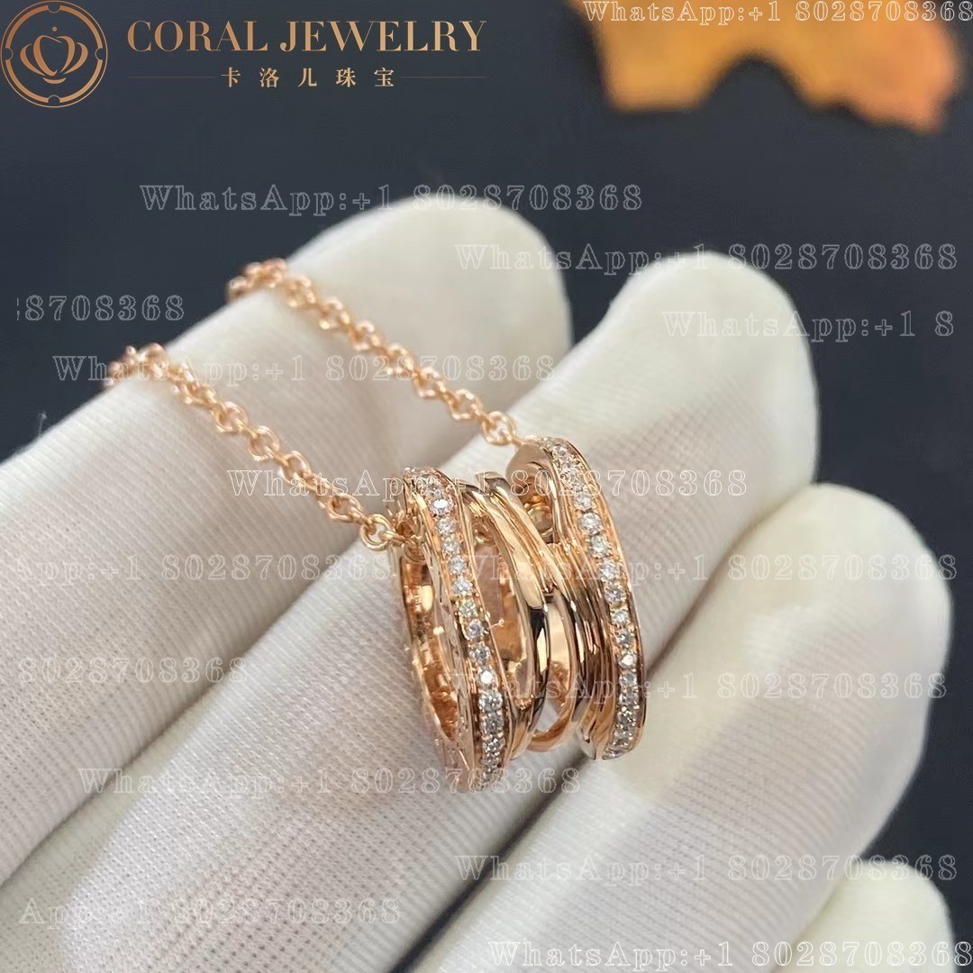 Bulgari B.zero1 Design Legend pendant in 18 kt rose gold with pavé diamonds Ref.: 354195