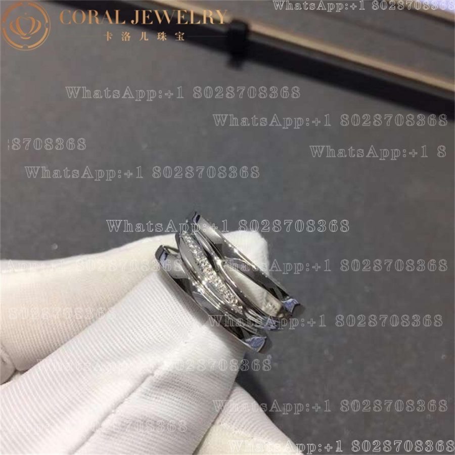 Bulgari B.zero1 Design Legend ring in 18 kt white gold, set with pavé diamonds on the spiral Ref.: 355196