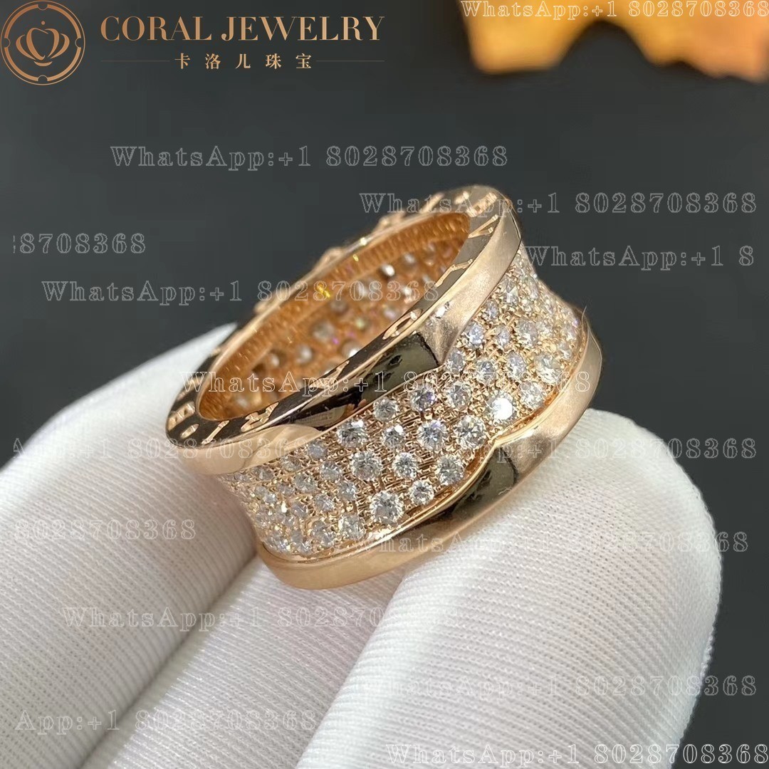 Bulgari B.zero1 ring in 18 kt rose gold set with pavé diamonds on the spiral Ref.: 345585