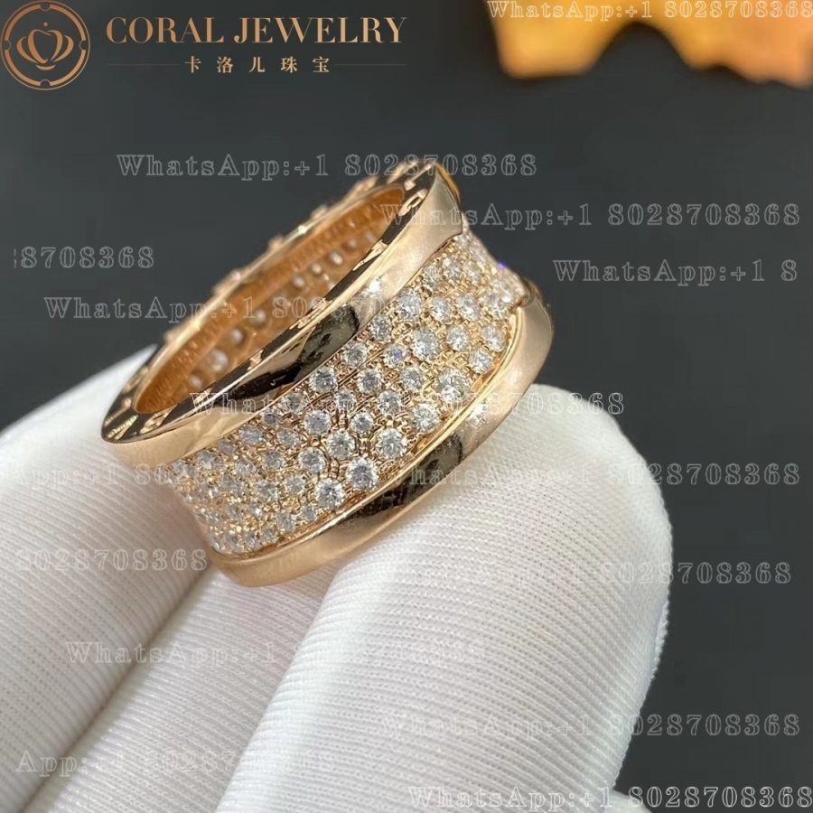 Bulgari B.zero1 ring in 18 kt rose gold set with pavé diamonds on the spiral Ref.: 345585