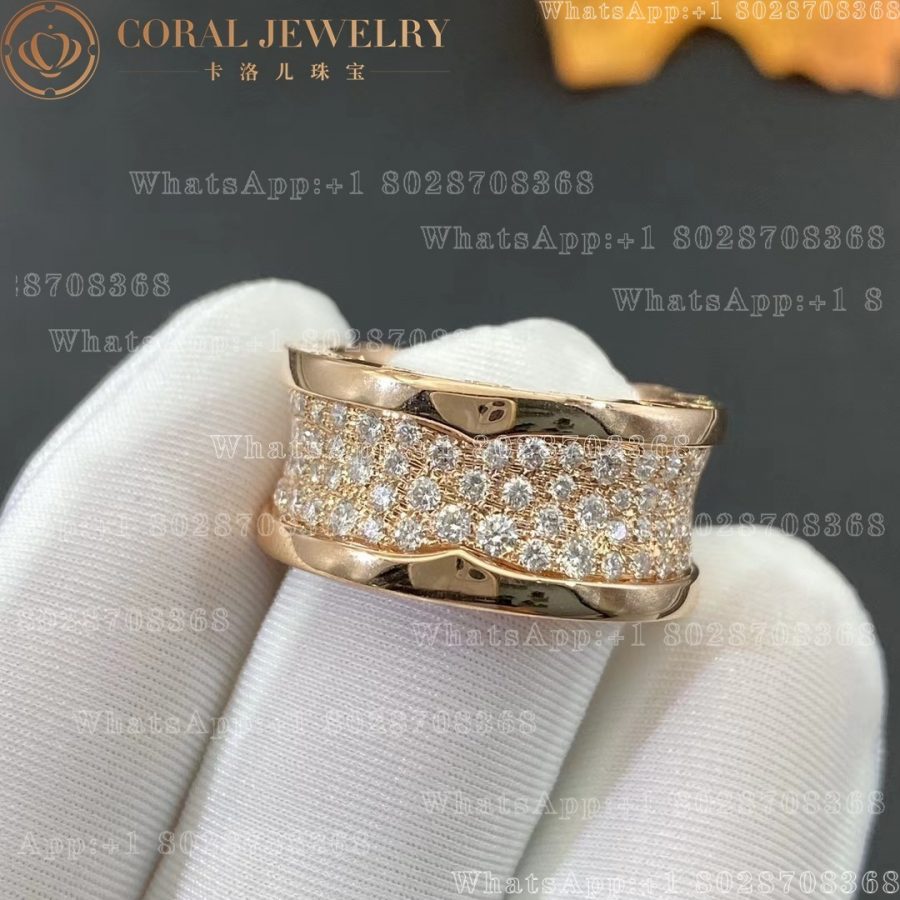 Bulgari B.zero1 ring in 18 kt rose gold set with pavé diamonds on the spiral Ref.: 345585