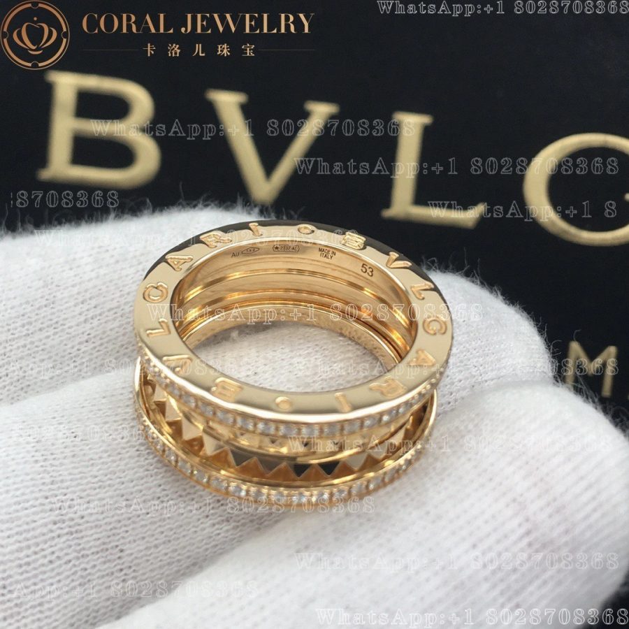 Bulgari B.zero1 Rock two-band ring in 18 kt yellow gold with pavé diamonds Ref.: 358021