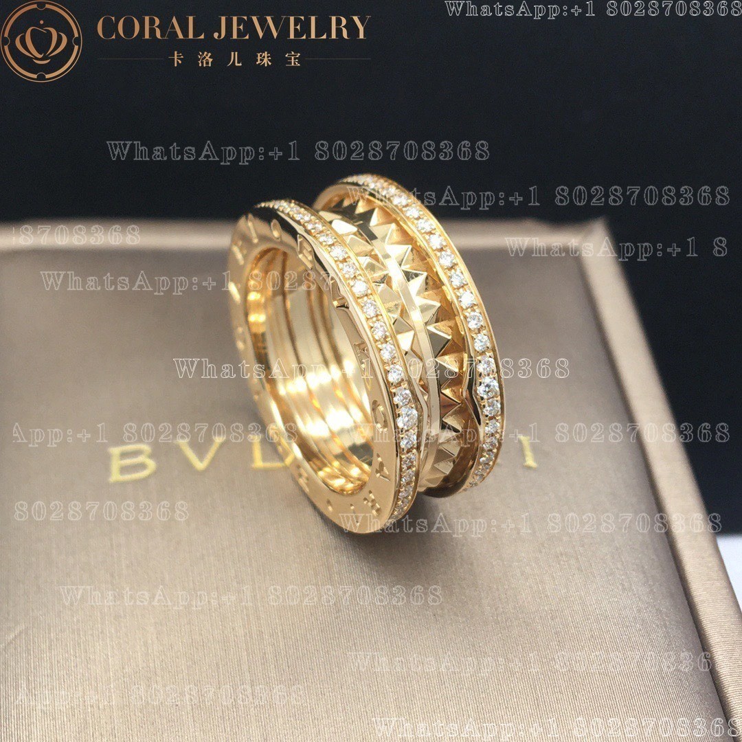 Bulgari B.zero1 Rock two-band ring in 18 kt yellow gold with pavé diamonds Ref.: 358021