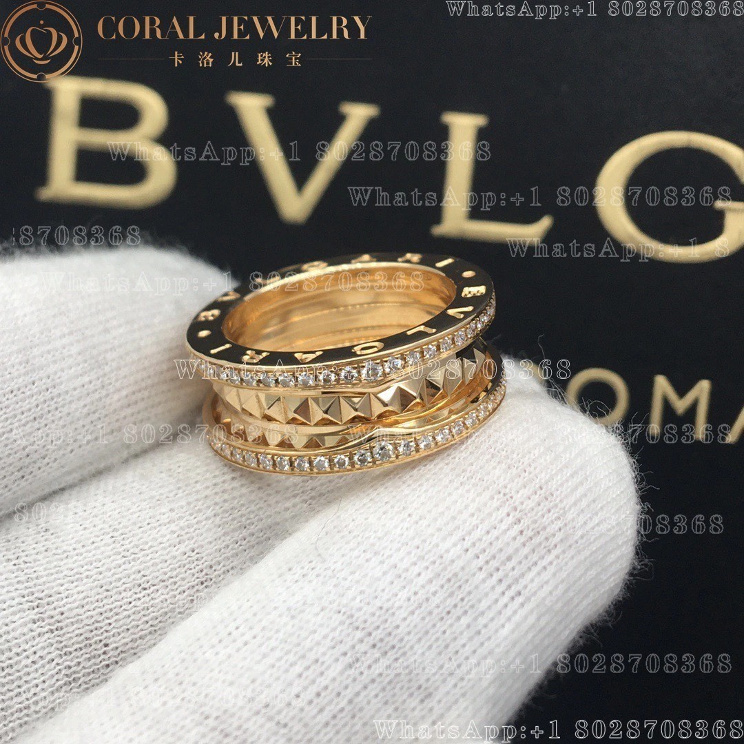 Bulgari B.zero1 Rock two-band ring in 18 kt yellow gold with pavé diamonds Ref.: 358021