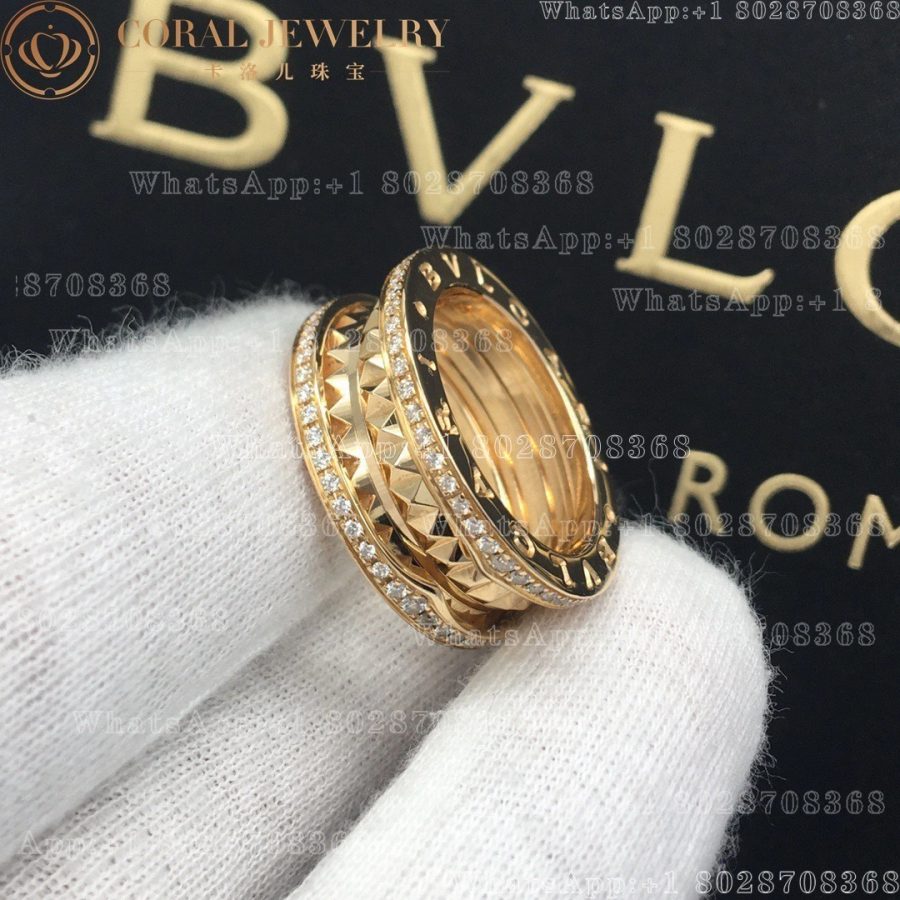 Bulgari B.zero1 Rock two-band ring in 18 kt yellow gold with pavé diamonds Ref.: 358021