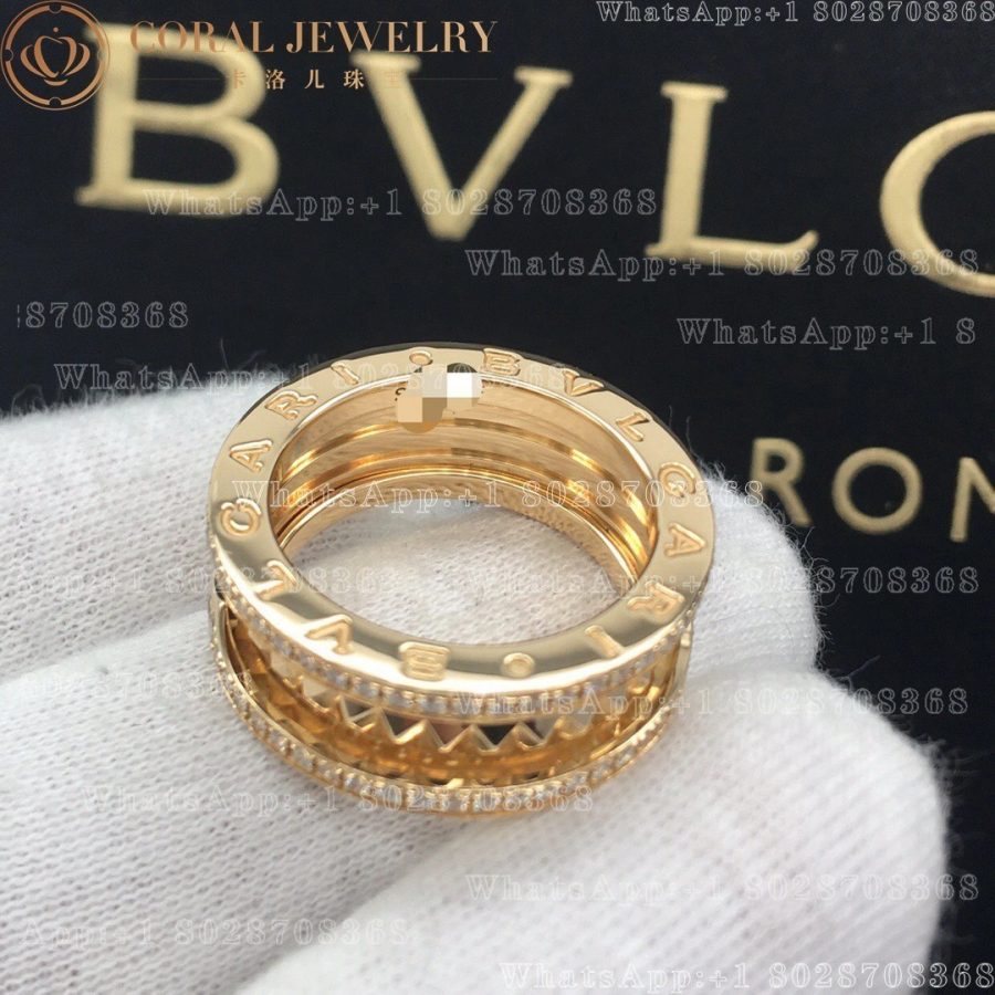 Bulgari B.zero1 Rock two-band ring in 18 kt yellow gold with pavé diamonds Ref.: 358021