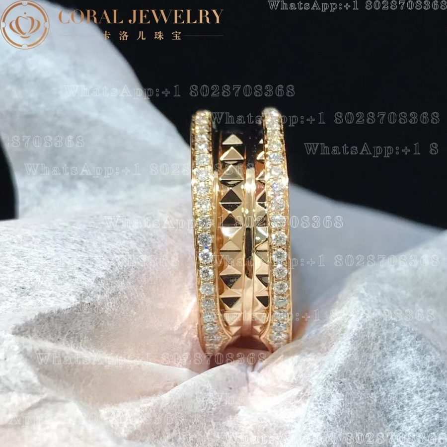 Bulgari B.zero1 Rock two-band ring in 18 kt yellow gold with pavé diamonds Ref.: 358021