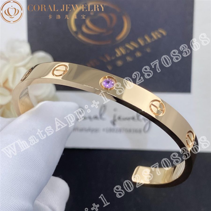 Cartier Love Bracelet 1 Pink Sapphire Rose Gold Ref B6030017 Coral (10)