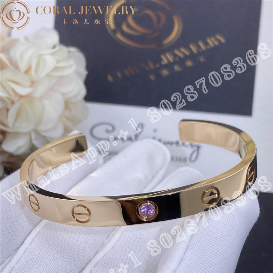 Cartier Love Bracelet 1 Pink Sapphire Rose Gold Ref B6030017 Coral (3)