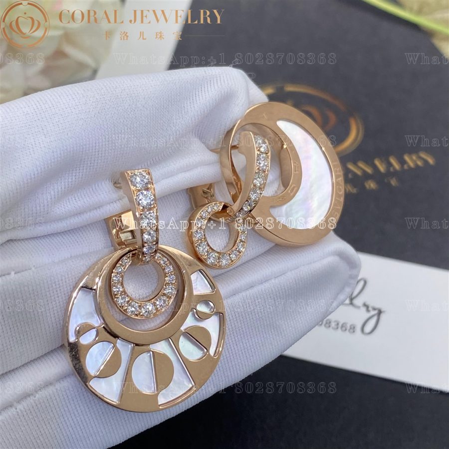 Bulgari 18k Rose Gold Diamond Intarsio Earrings 346302 OR855959