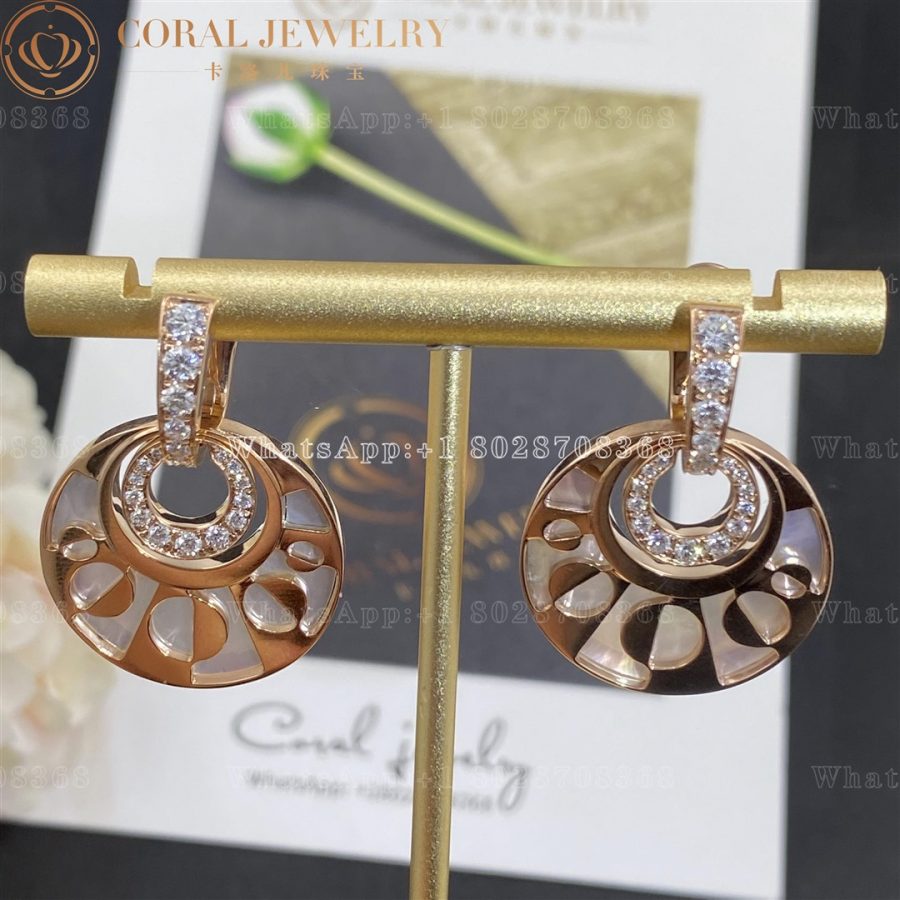 Bulgari 18k Rose Gold Diamond Intarsio Earrings 346302 OR855959